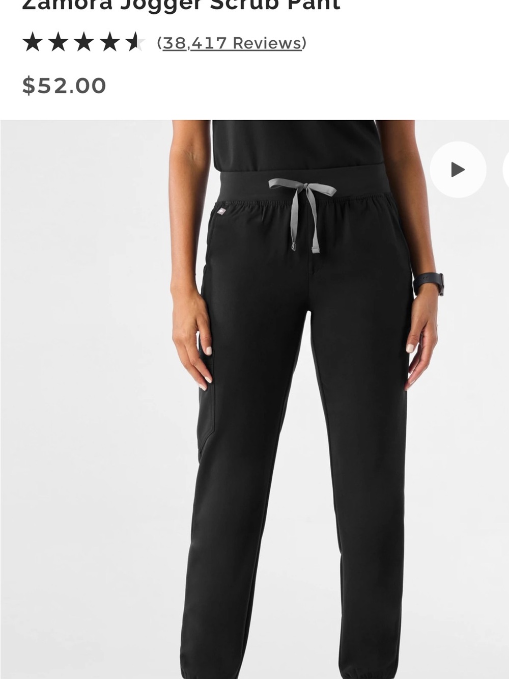 Figs Black Zamora Jogger with Gray Drawstring